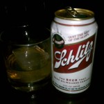 Schlitz beer & a whiskey @ Idle Hands Bar NYC